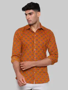 Tistabene Men Orange Premium Floral Printed Casual Shirt