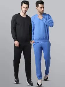 VIMAL JONNEY VIMAL JONNEY Men Pack Of 2 Solid Pure-Cotton Tracksuits