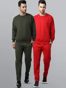VIMAL JONNEY Men Pack of 2 Solid Pure Cotton Sports Tracksuits