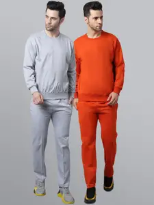VIMAL JONNEY Men Pack Of 2 Solid Pure Cotton Tracksuits