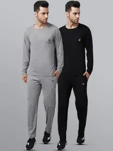 MACK JONNEY Men Pack of 2 Black & Grey Solid Tracksuits