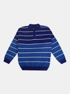 V-Mart Boys Blue Striped Acrylic Sweatshirt