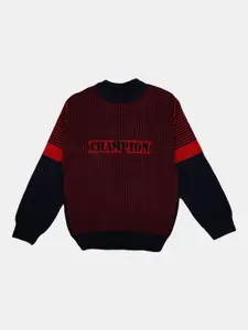 V-Mart Boys Navy Blue & Red Round Neck Pullover Sweatshirt
