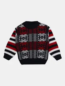 V-Mart Boys Black & Red Printed Round Neck Pullover Sweatshirt