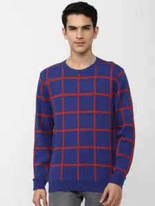 FOREVER 21 Men Blue & Red Checked Pullover