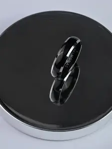 PALMONAS Men Black Solid Stainless Steel Ring