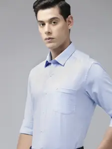 Arrow Men Blue Manhattan Slim Fit Textured Pure Cotton Formal Shirt