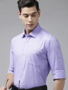 Arrow Men Light Purple Original Slim Fit Tartan Checks Opaque Pure Cotton Formal Shirt