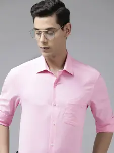 Arrow Men Pink Original Slim Fit Micro Ditsy Opaque Self Design Pure Cotton Formal Shirt