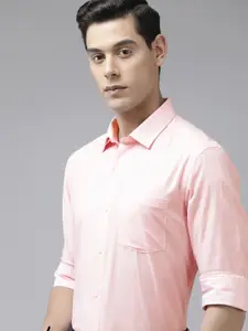 Arrow Men Pink Original Slim Fit Micro Ditsy Opaque Self Design Pure Cotton Formal Shirt