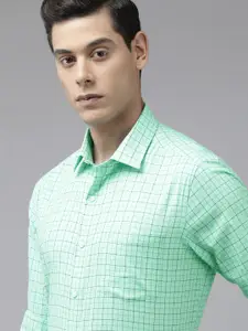 Arrow Men Green & Black Manhattan Slim Fit Checked Pure Cotton Formal Shirt