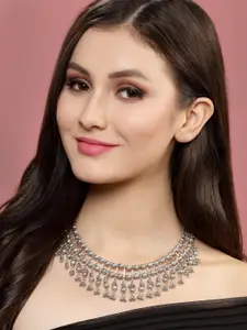 PANASH Women Silver-Toned German Silver Oxidised Necklace