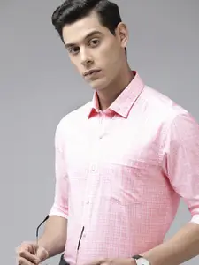 Arrow Men Pink Original Slim Fit Tartan Checks Opaque Pure Cotton Formal Shirt