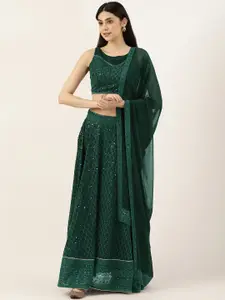 SWAGG INDIA Green Embroidered Ready to Wear Lehenga & Blouse With Dupatta