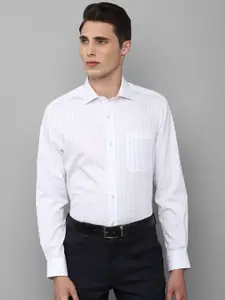 Louis Philippe Permapress Men White Slim Fit Grid Tattersall Checks Checked Cotton Wrinkle Free Formal Shirt