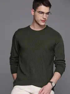 Raymond Men Green Cable Knit Pullover
