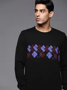 Raymond Men Black Self-Design Pullover