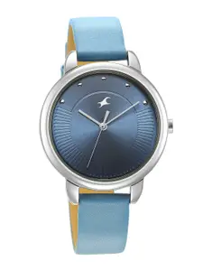 Fastrack Women Blue Brass Dial & Blue Stainless Steel Straps Analogue Watch-6282SL01-Blue