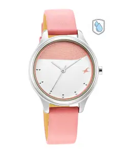 Fastrack Women White Brass Dial & Pink Stainless Steel Straps Analogue Watch 6280SL01