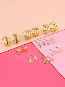 Accessorize Pack Of 9 Gold-Toned Circular Studs Earrings