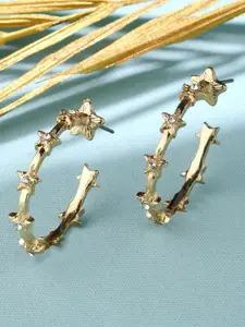 Accessorize Women Gold-Toned Star Shaped Half Hoop Earrings