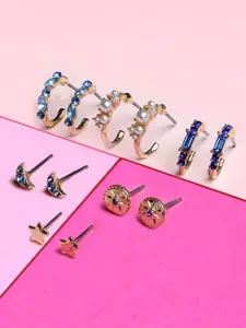 Accessorize Blue Set Of 6 Pair Geometric Stud Earrings