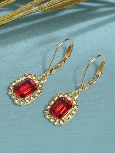 Accessorize Red & Gold-Toned Contemporary Halo Short Drop Earring