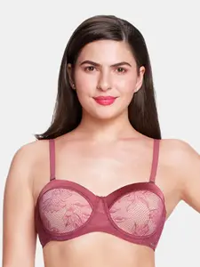 Amante Padded Wired Satin Touch Strapless Lace Bra BRA88101