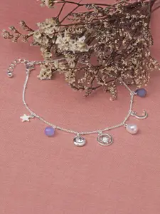Accessorize Silver-Toned & Celestial Charms Beaded  Anklet