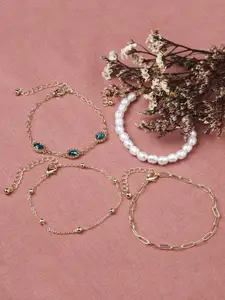 Accessorize Women Pack of 4 & White Pearls Bracelet