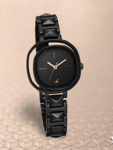 Fastrack Women Black Dial & Stainless Steel Bracelet Style Straps Analogue Watch-6276NM01-Black