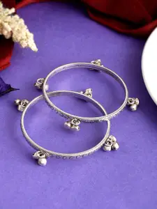 Silvermerc Designs Set Of 2 Oxidised Silver-Plated Ghungroo Bangles