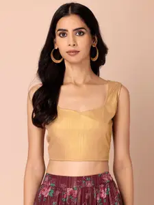 Rang by Indya Gold-Toned Sweetheart Neck Crop Top