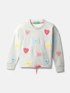 United Colors of Benetton Girls Grey Self Design Sweatshirt