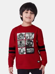 The Souled Store Boys Red Printed Sweatshirt