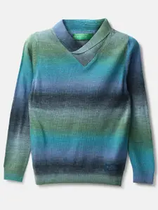 United Colors of Benetton Boys Blue & Grey Striped Pullover