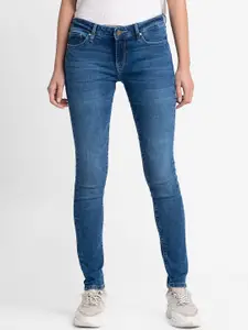 SPYKAR Women Blue Cotton Super Skinny Fit Light Fade Clean Look Jeans