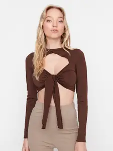 Trendyol Women Brown Blouson Crop Top