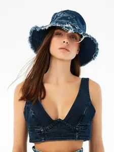 Trendyol Women Blue Denim Styled Back Crop Top