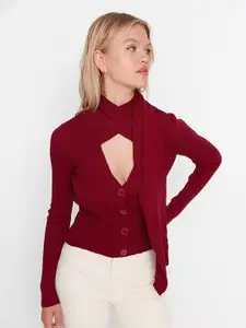 Trendyol Women Maroon Cardigan Sweaters