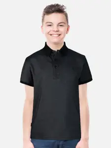 Gini and Jony Boys Black Polo Collar Cotton T-shirt