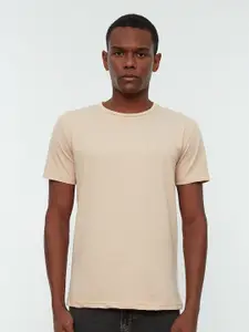 Trendyol Men Tan Solid Cotton Regular Fit T-shirt