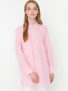 Trendyol Women Pink Longline Casual Shirt