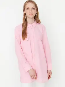 Trendyol Women Pink Longline Casual Shirt
