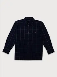 Gini and Jony Boys Navy Blue Windowpane Checks Checked Casual Shirt