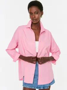 Trendyol Women Pink Solid Casual Shirt