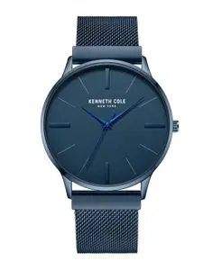 Kenneth Cole Men Blue Dial & Blue Stainless Steel Bracelet Style Straps Analogue Watch