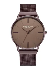 Kenneth Cole Men Brown Dial & Stainless Steel Bracelet Style Straps Analogue Watch KCWGG2221801MN
