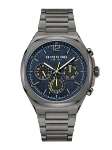 Kenneth Cole Men Blue Dial & Grey Stainless Steel Straps Analogue Watch-KCWGK2222003MN