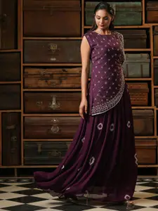 SCAKHI Women Purple Embroidered Anarkali Ethnic Dress